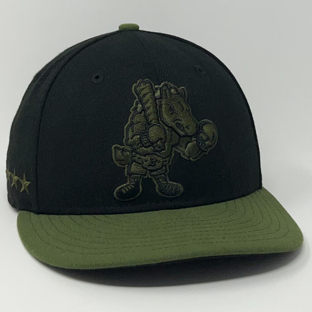 Binghamton Rumble Ponies Hat Baseball Cap Fitted 7 1/4 Black New Era Military